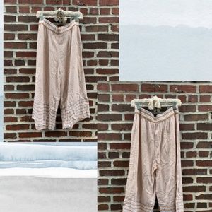 Free People Yellow Striped Linen Beach Pants (L)